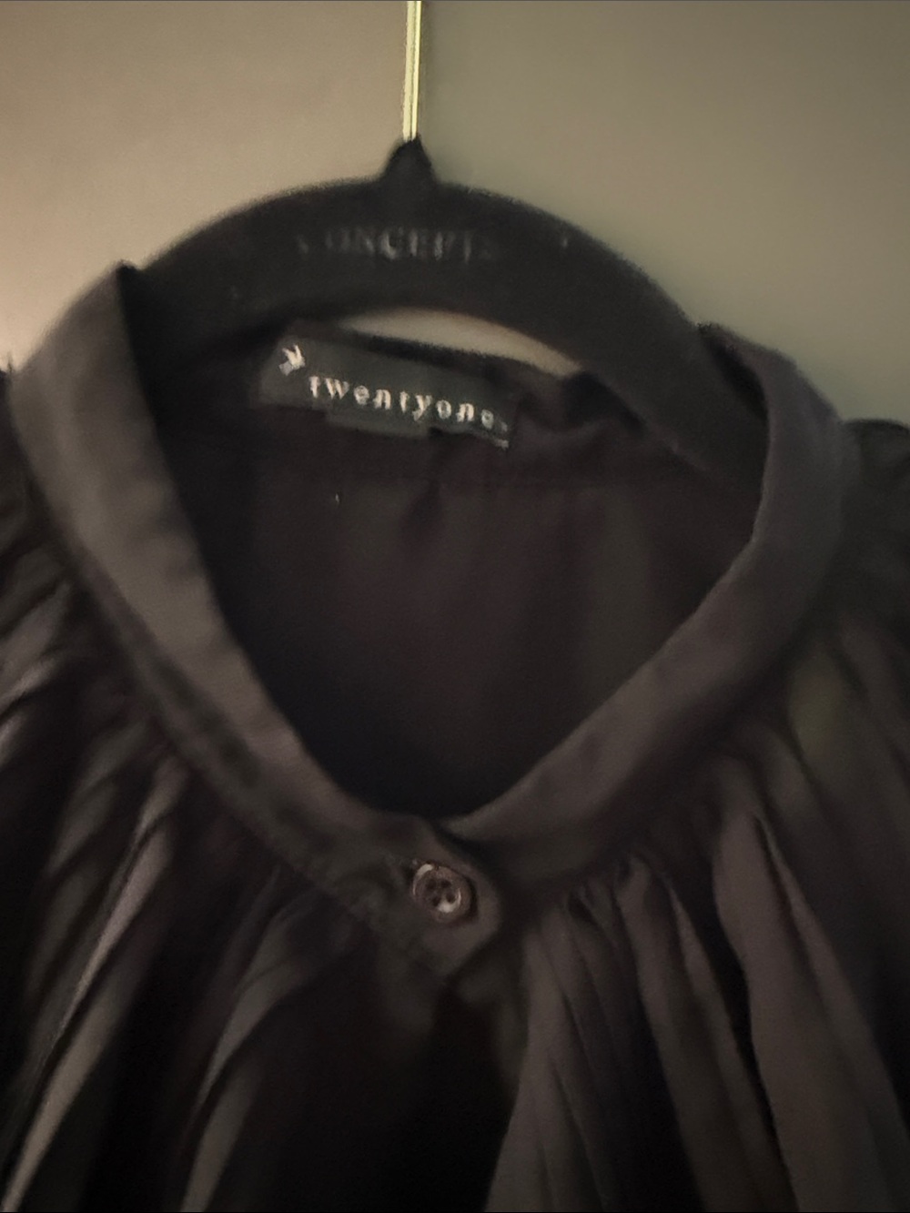Forever 21 Black Pleated Ruffle Collar Blouse - Picture 2 of 3